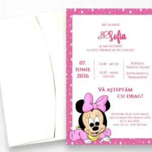 Invitatii de botez cu Minnie